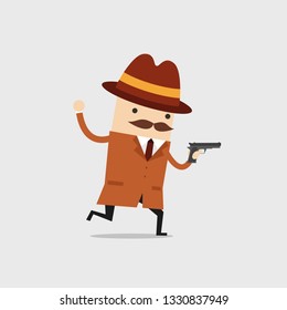 Detective Ran Gun His Hand Police Stock Vector (Royalty Free ...