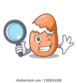 Detective raw broken egg on table cartoon