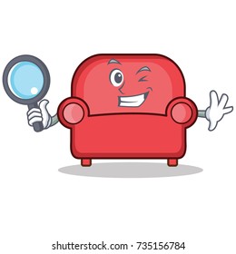 Detective red sofa character cartoon