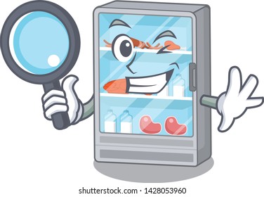 Detective refrigerator next to the mascot table