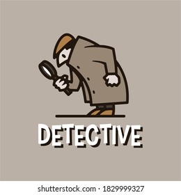 detective retro cartoon mascot logo vector icon illustration