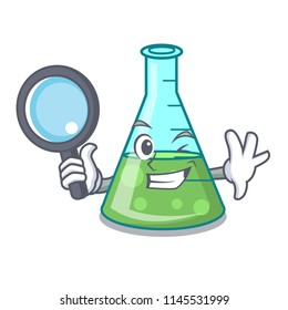 Detective science beaker character cartoon