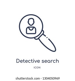 detective search icon from user interface outline collection. Thin line detective search icon isolated on white background.