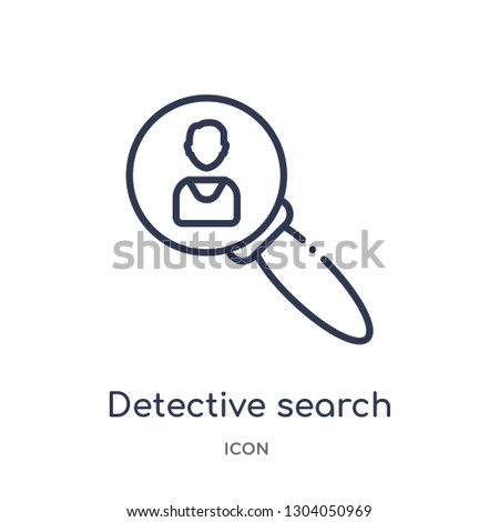 detective search icon from user interface outline collection. Thin line detective search icon isolated on white background.