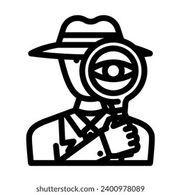 detective search magnifying glass line icon vector. detective search magnifying glass sign. isolated contour symbol black illustration