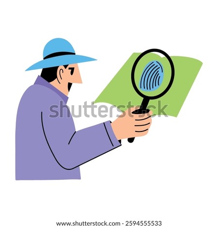 Detective searching clues, flat style illustration 

