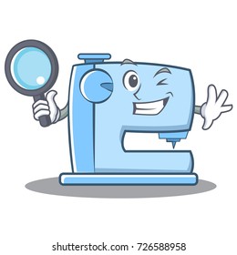Detective sewing machine emoticon character