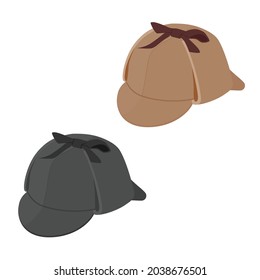 Detective sherlock holmes hat vector isolated on white backgound. Deerstalker hat