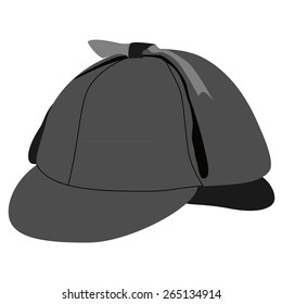 Detective  sherlock holmes hat vector isolated, grey hat , deerstalker hat