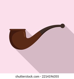 Detective smoke pipe icon flat vector. Old tobacco. Dad pipe