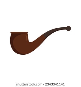 Detective smoke pipe icon flat vector. Old tobacco. Dad pipe isolated