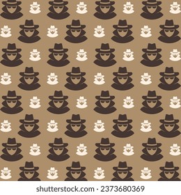 Papel de pared premium espía de detectives que repite el patrón de ilustración vectorial fondo