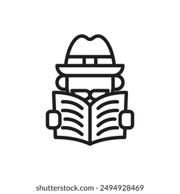 Detective Stalking Outline Icon Vector Illustration