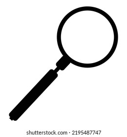 A detective style magnifying glass silhouette isolated on a white background