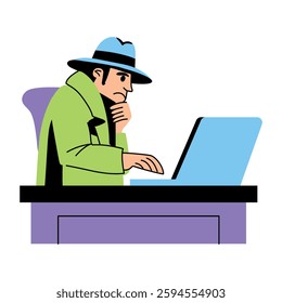 Detective thinking illustration in flat style 

