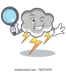 Detective thunder cloud character cartoon