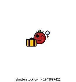 Diseño de la Ilustración del Vector de Caracteres de Caricatura de Tomate Detective. Agradable, Divertido Y Divertido Estilo. Recomendado Para La Mascota Del Logotipo De La Tienda De Verduras.