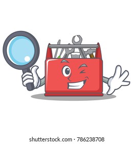 Detective tool box character cartoon