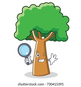 Detective tree character cartoon style