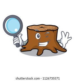 Detective tree stump character cartoon