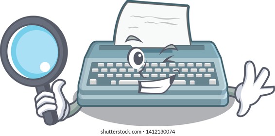 Detective typewriter isolated with in the cartoon