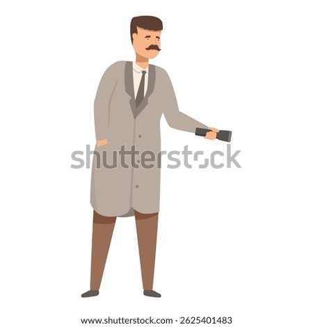 Detective is using a flashlight, searching for clues at a crime scene