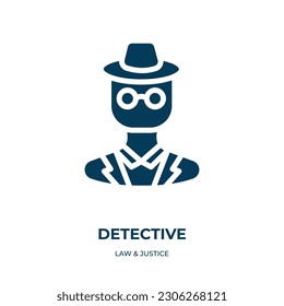 detective vector icon. detective, person, human filled icons from flat law  justice concept. Isolated black glyph icon, vector illustration symbol element for web design and mobile apps