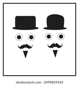 Detective vector logo. Man in a hat and mustache symbol. Simple Gentleman icons. EPS10