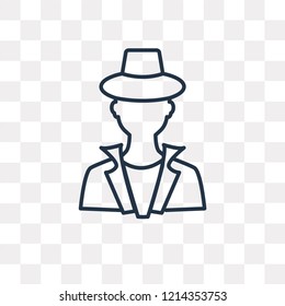 Detective vector outline icon isolated on transparent background, high quality linear Detective transparency concept can be used web and mobile