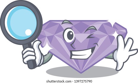 Detective violet diamond isolated with the character