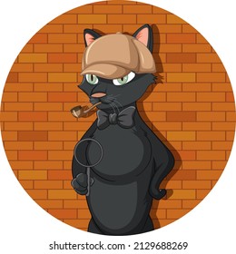 Detective wearing brown overcoat on white background illustration