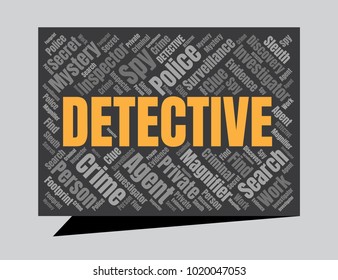 Detective Word Cloud. Vector Collage Made of Popular Tags. Detection Concept