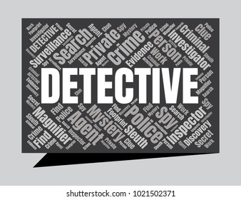 Detective Word Cloud. Vector Collage Made of Popular Tags. Detection Concept