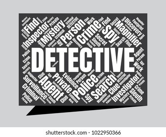 Detective Word Cloud. Vector Collage Made of Popular Tags. Detection Concept