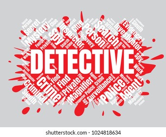 Detective Word Cloud. Vector Collage Made of Popular Tags. Detection Concept