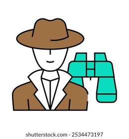 detective worker line icon vector. detective worker sign. isolated symbol illustration