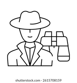 detective worker line icon vector. detective worker sign. isolated contour symbol black illustration