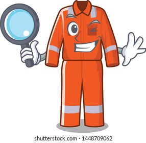 Detective working overalls isolated in the mascot