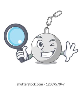 Detective wrecking ball hanging from chain cartoon
