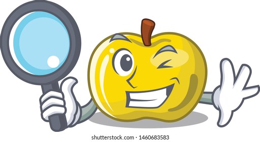 Detective yellow apple in the character shape