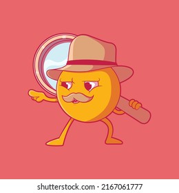 Detective Yellow Emoji in a cool pose vector illustration. Mascot, character, social media design concept.