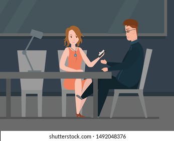 Detective with young mom on interrogation room