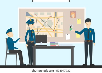 Detectives in police. Investigation, solution and detection. Investigating the crime