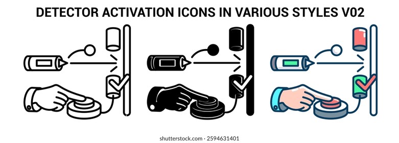 Detector Activation icon represented by activated detector Line, Filled, Color style.