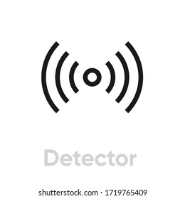 Detector icon. Editable Vector Outline. Thin line black detector sign isolated on white background. Single Pictogram.