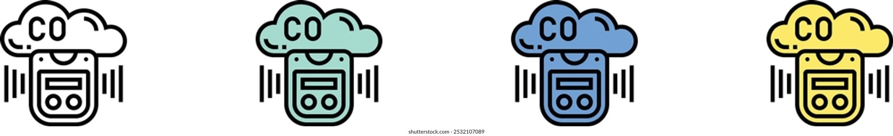 detector icon. Outline, Green, Blue and Yellow Style Design Isolated On White Background