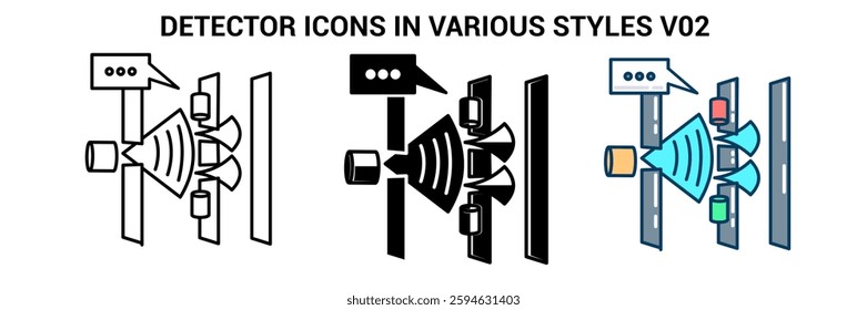 Detector icon represented by photon detector Line, Filled, Color style.