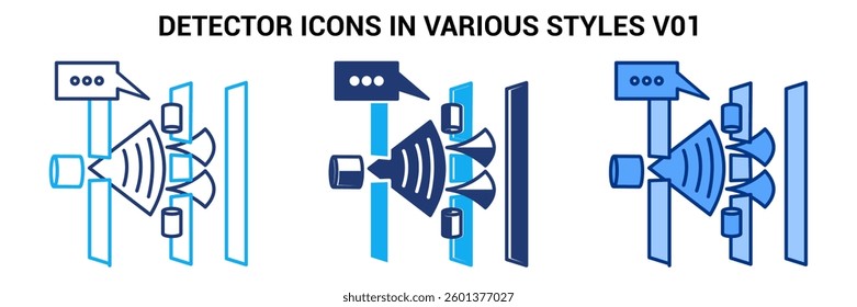 Detector icon represented by photon detector Blue, Dualline, Dualtone style.