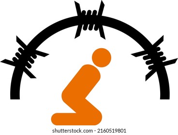 Detention camp vector illustration. Flat illustration iconic design of detention camp, isolated on a white background.