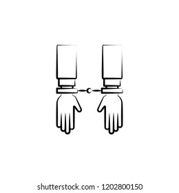 detention, handcuffs, gang, criminal icon. Element of crime icon for mobile concept and web app. Hand drawn detention, handcuffs, gang, criminal icon can be used for web and mobile